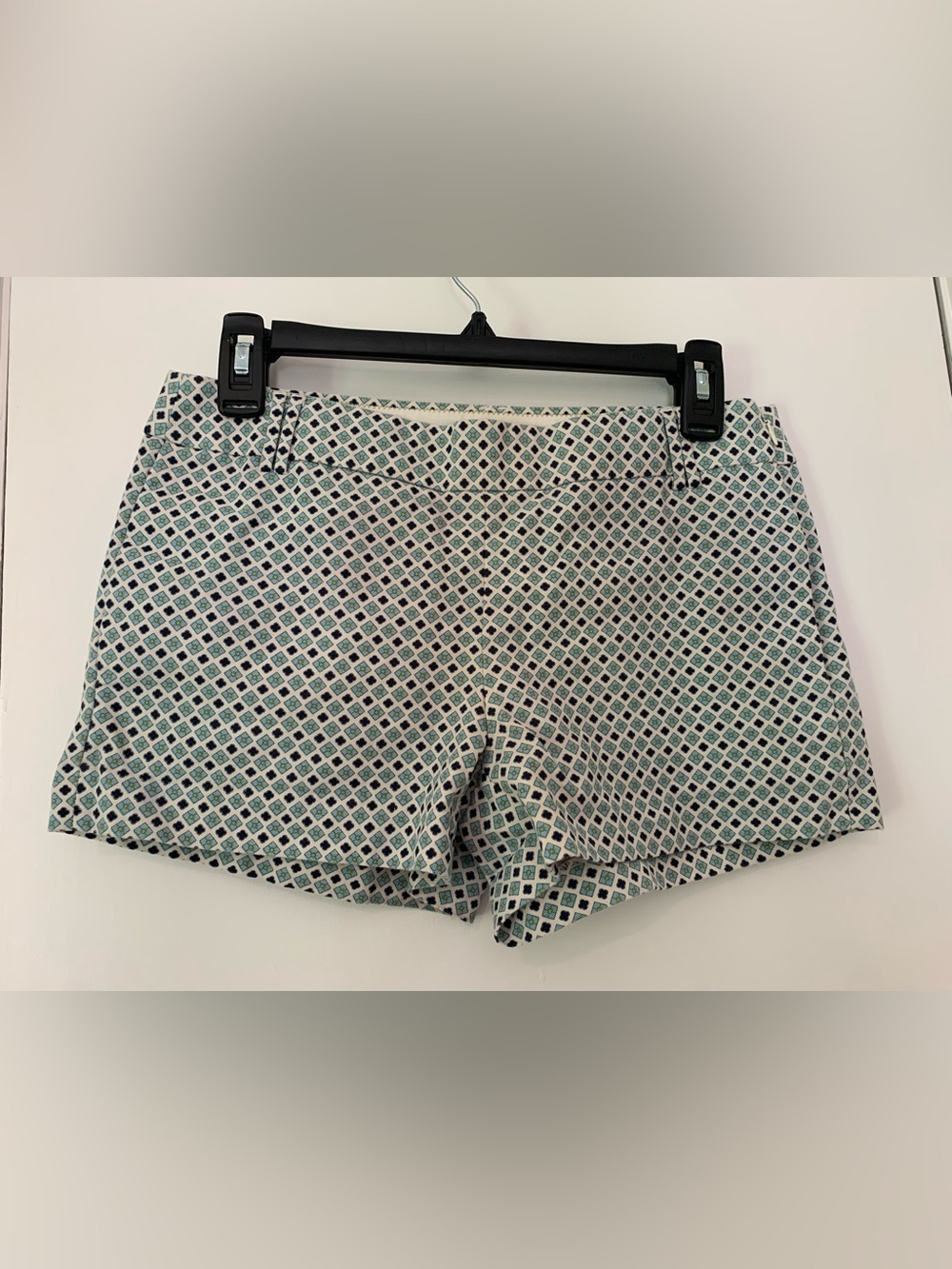 J.Crew City Fit Blue Green Geometric Print 100% Cotton Shorts Size 2